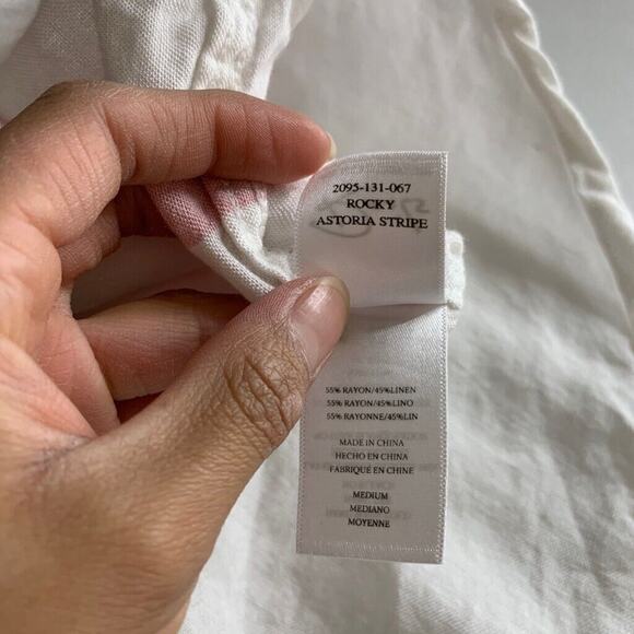 Rails Dress Womens M Medium Multi Linen Blend Rocky Stripe Lace Up Short Sleeve - Picture 9 of 11